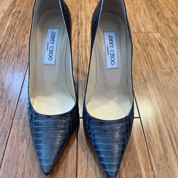 Jimmy Choo Heels, Size 6, Blue-Grey